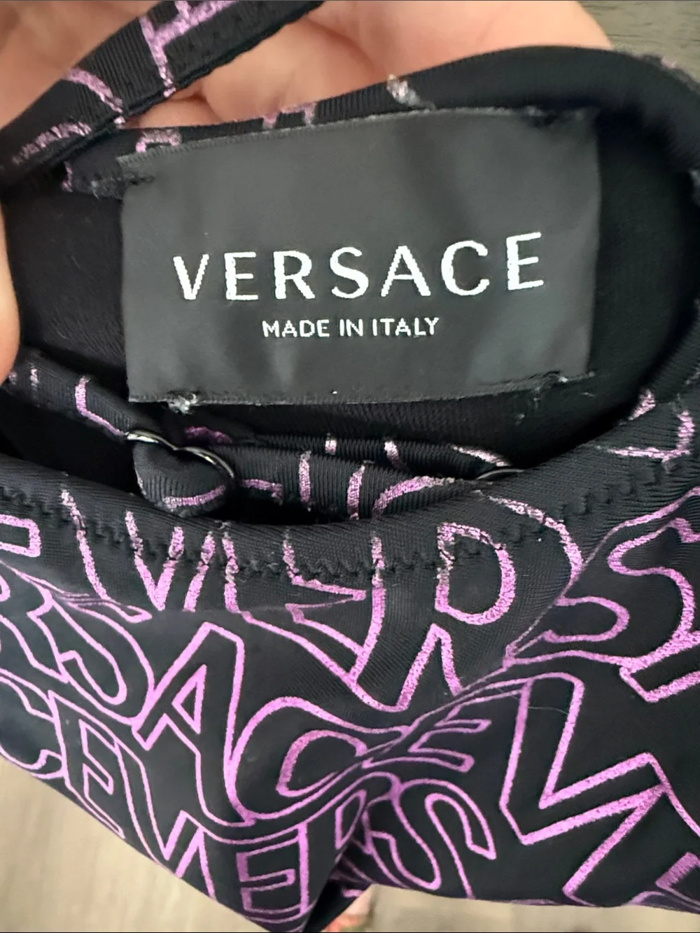 Versace Kids Black and Pink Logo One-Piece